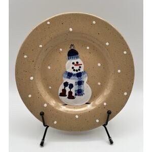 Three Rivers Pottery The Snowman Family Tree Collection Holiday Plate 8” Vintage